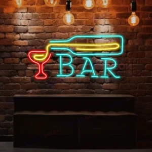 Bar Beer with Wine Bottle Neon Sign