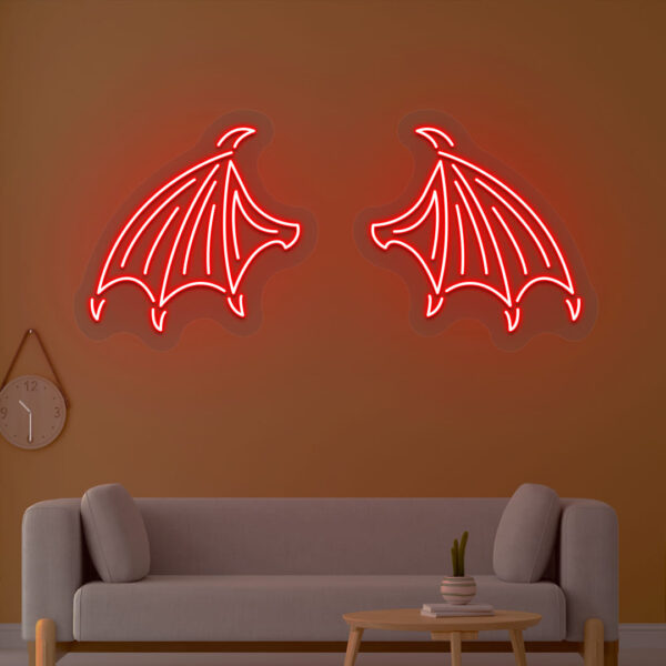 Bat Wings Neon Sign-red