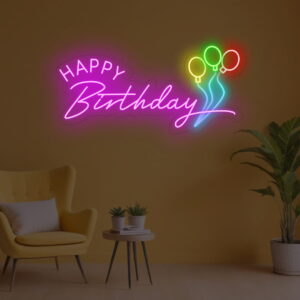 happy birthday neon sign