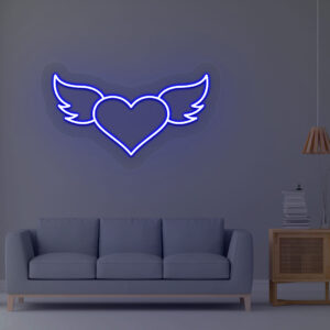 Blue Heart with Wings Neon Sign