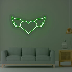 Green Heart with Wings Neon Sign
