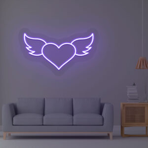 Purple Heart with Wings Neon Sign