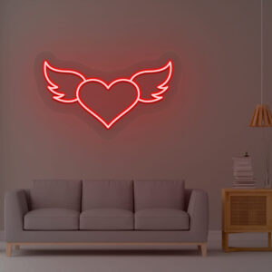 Red Heart with Wings Neon Sign