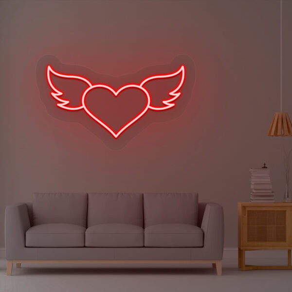 Red Heart with Wings Neon Sign