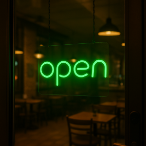 open neon sign green