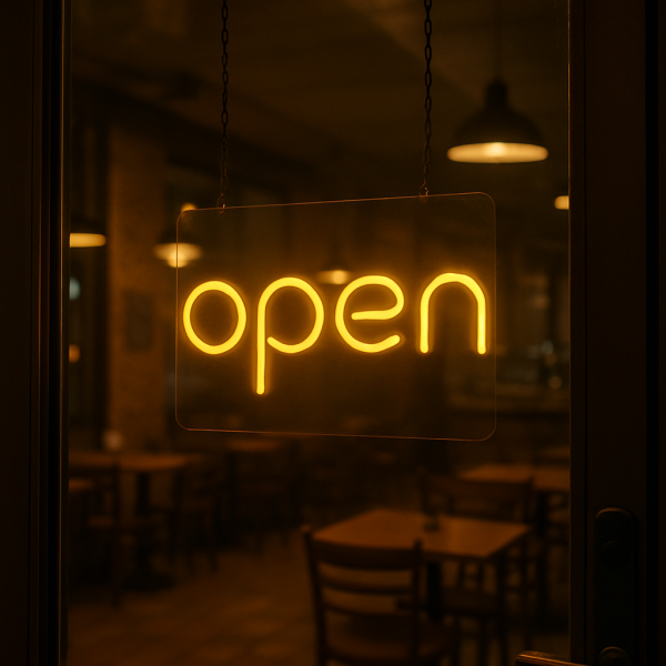 Open neon sign for storefront