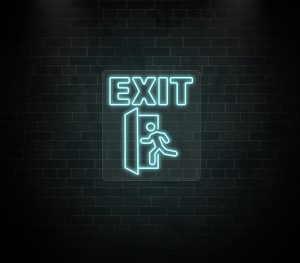 exit neon sign iceblue