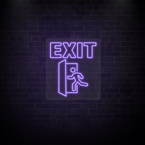 exit neon sign purple