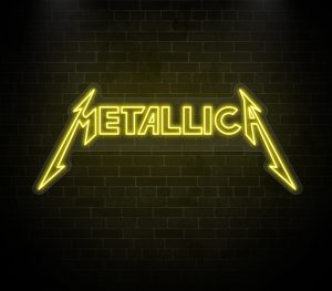 metallica neon sign yellow