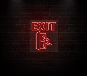 exit neon sign red
