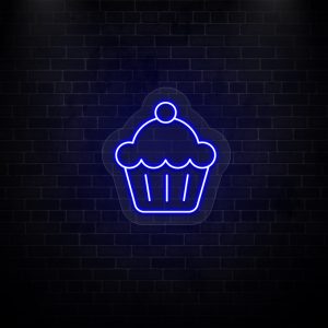 cupcake neon sign blue