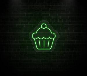 cupcake neon sign green