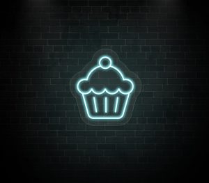 cupcake neon sign iceblue