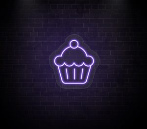 cupcake neon sign purple