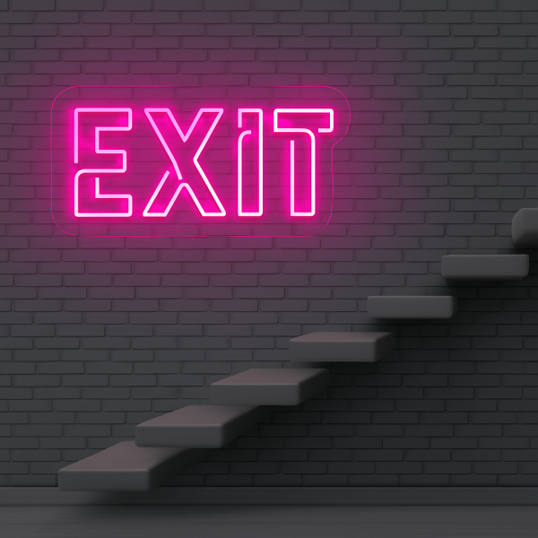 Exit neon sign pink